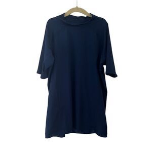 Land’s End Boys Navy Short-Sleeve Rash Guard‎ Swim Shirt Size Large 10-12